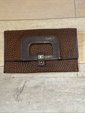 Rare Vintage Carlotta LIC Italy Suede Leather Foldover Handbag Clutch
